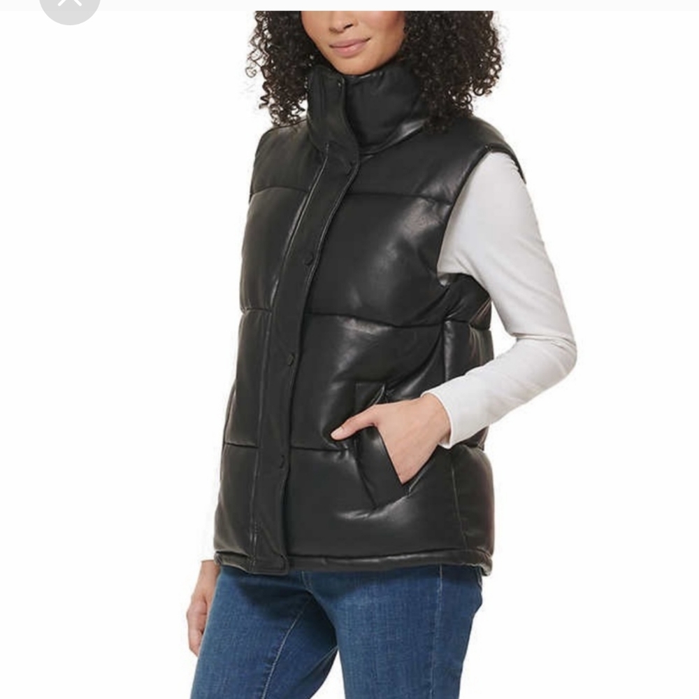 Marc New York Womens' Faux Leather Puffer Vest - Picture 2 of 7